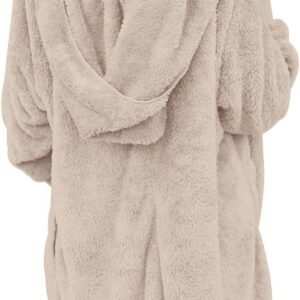 Womens Fuzzy Jacket Hooded Cardigan Open Front Sherpa Coat with Pockets - Image 4