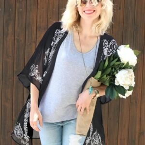 Womens Floral Kimono Cardigan Beach Cover Up Casual Summer Tops | 2026 Puff Sleeve Open Front Chiffon Outfit,Hawaiian Shirt,Beach Vacation Swimwear, Plus Top,Boho ladies Blouse,Cruise Resort - Image 2