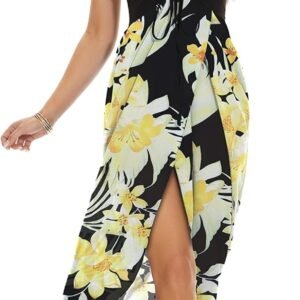 Women's Beach Dress Summer Maxi Sundress Strapless Hawaiian Cover Ups Asymmetrical Wrap Dresses - Image 5