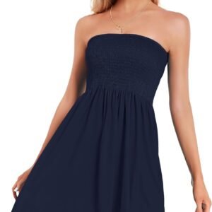 Summer Dresses for Women Strapless Sundress Floral Print Beach Cover Ups | Womens daily casual dresses, Cute hawaiian beach vacation outfits, Trendy boho tube top sun dress - Image 3