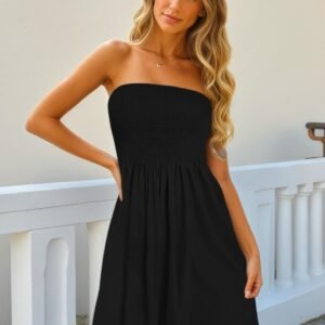 Summer Dresses for Women Strapless Sundress Floral Print Beach Cover Ups | Womens daily casual dresses, Cute hawaiian beach vacation outfits, Trendy boho tube top sun dress - Image 2