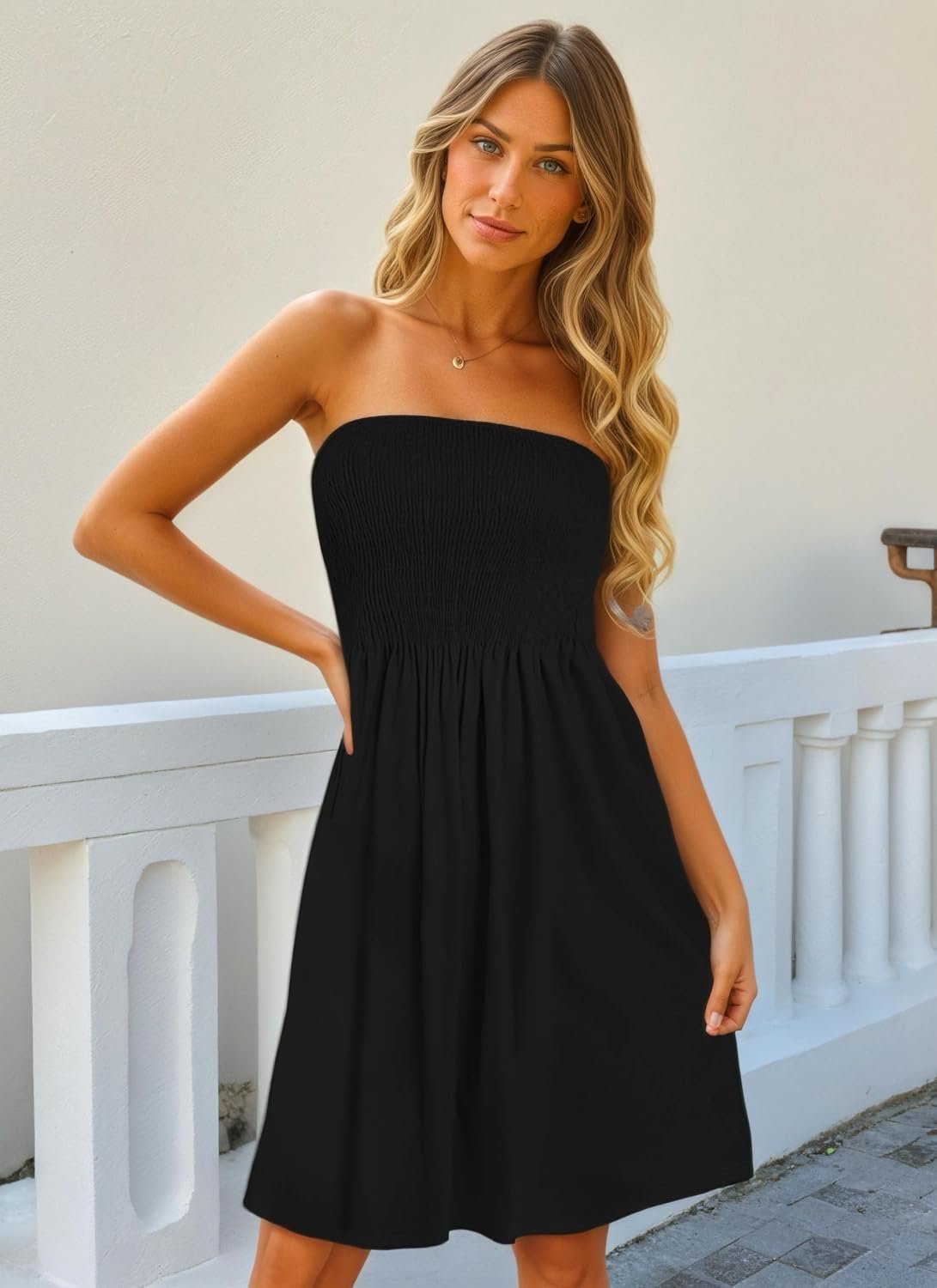 Summer Dresses for Women Strapless Sundress Floral Print Beach Cover Ups | Womens daily casual dresses, Cute hawaiian beach vacation outfits, Trendy boho tube top sun dress - Image 2