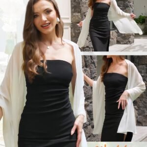 Women Shawls and Wraps for Evening Dress Chiffon Scarf Sheer Cover Up | Dress Cover Up Formal,Wedding Cape,Bridal Party Poncho,Elegance Scarves Shall Shaw Capelet - Image 3