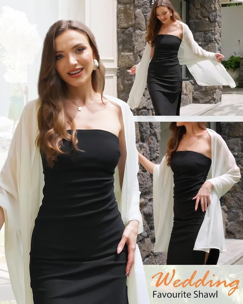 Women Shawls and Wraps for Evening Dress Chiffon Scarf Sheer Cover Up | Dress Cover Up Formal,Wedding Cape,Bridal Party Poncho,Elegance Scarves Shall Shaw Capelet