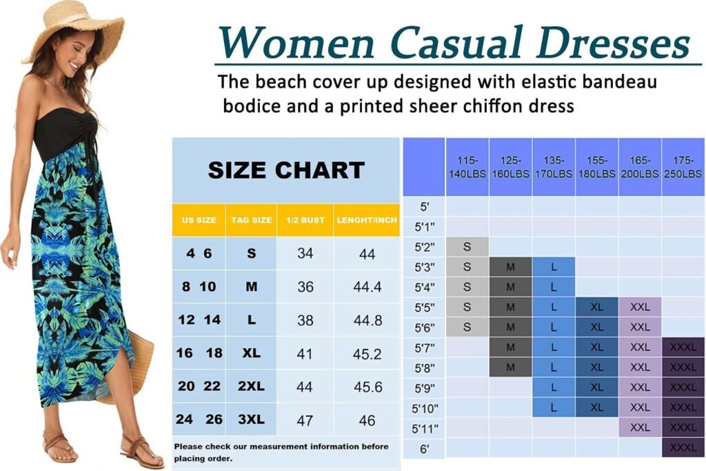 Women's Beach Dress Summer Maxi Sundress Strapless Hawaiian Cover Ups Asymmetrical Wrap Dresses