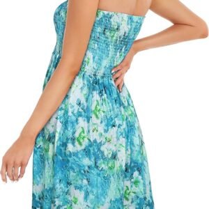 Summer Dresses for Women Strapless Sundress Floral Print Beach Cover Ups | Womens daily casual dresses, Cute hawaiian beach vacation outfits, Trendy boho tube top sun dress - Image 5