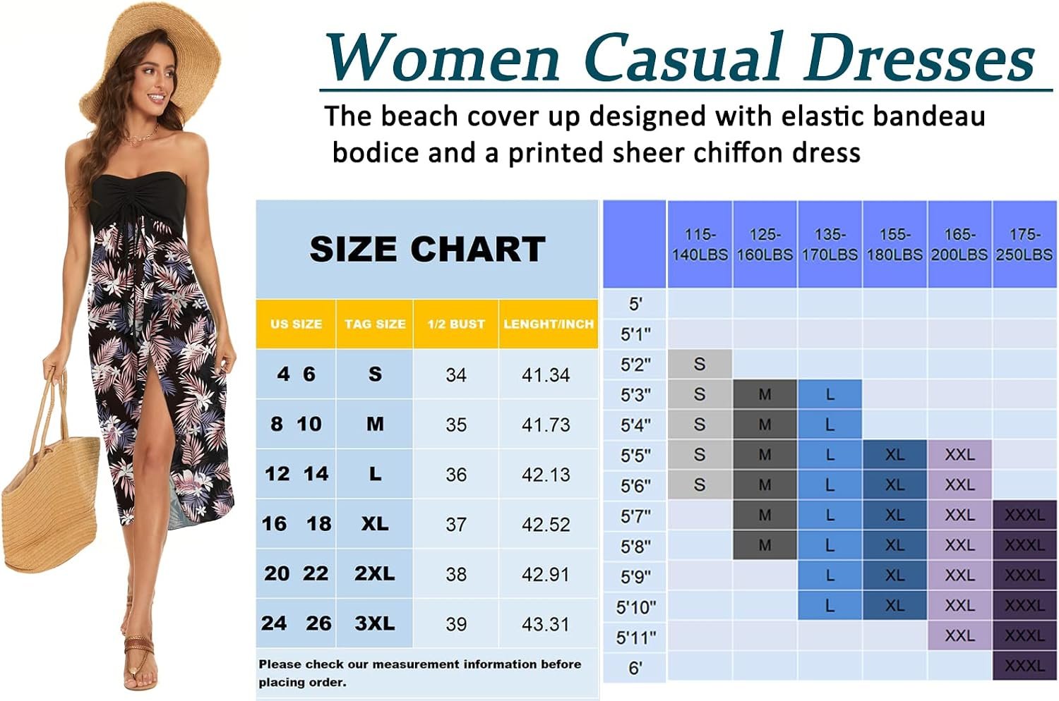 Women's Beach Dress Summer Maxi Sundress Strapless Hawaiian Cover Ups Asymmetrical Wrap Dresses - Image 7