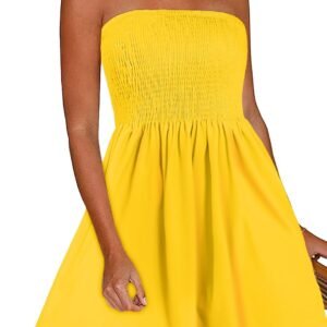 Summer Dresses for Women Strapless Sundress Floral Print Beach Cover Ups | Womens daily casual dresses, Cute hawaiian beach vacation outfits, Trendy boho tube top sun dress - Image 1