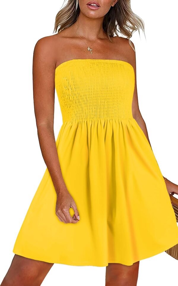 Summer Dresses for Women Strapless Sundress Floral Print Beach Cover Ups | Womens daily casual dresses, Cute hawaiian beach vacation outfits, Trendy boho tube top sun dress