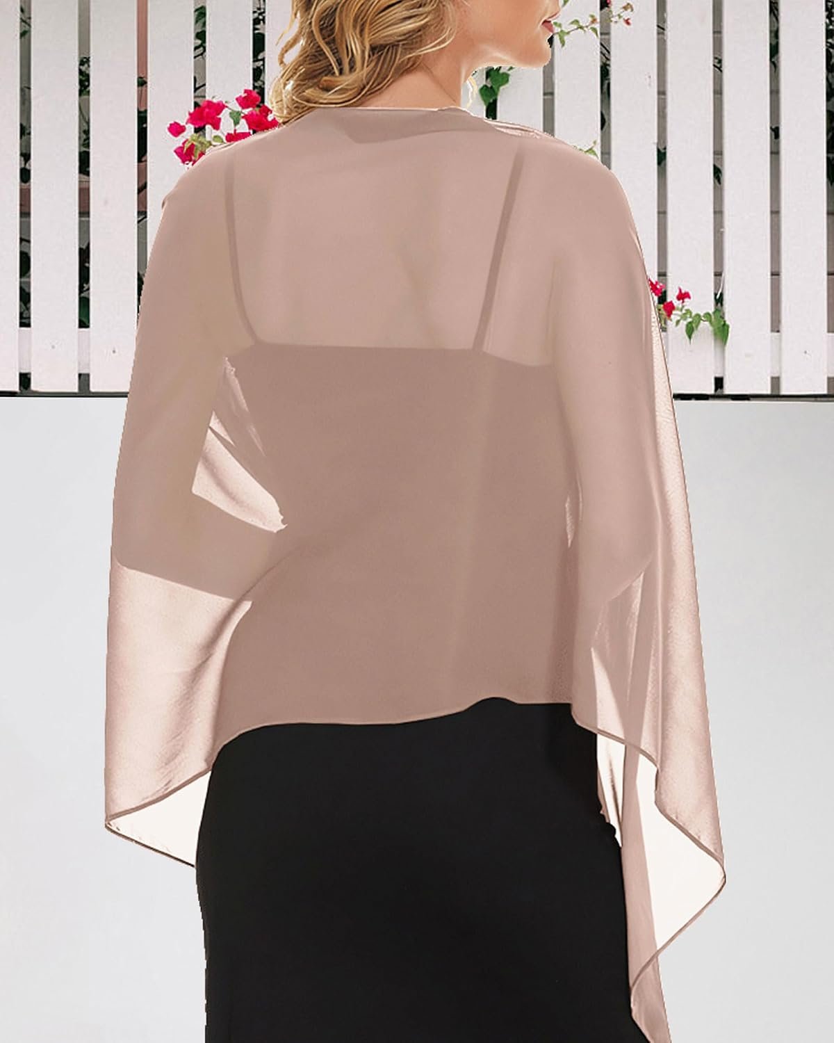 Women Shawls and Wraps for Evening Dress Chiffon Scarf Sheer Cover Up | Dress Cover Up Formal,Wedding Cape,Bridal Party Poncho,Elegance Scarves Shall Shaw Capelet - Image 7