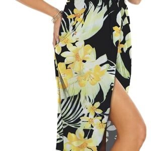 Women's Beach Dress Summer Maxi Sundress Strapless Hawaiian Cover Ups Asymmetrical Wrap Dresses - Image 4