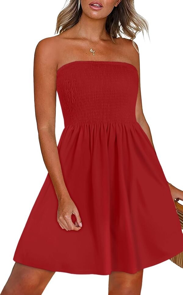 Summer Dresses for Women Strapless Sundress Floral Print Beach Cover Ups | Womens daily casual dresses, Cute hawaiian beach vacation outfits, Trendy boho tube top sun dress