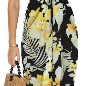 Women's Beach Dress Summer Maxi Sundress Strapless Hawaiian Cover Ups Asymmetrical Wrap Dresses - Image 3