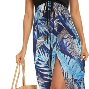 Women's Beach Dress Summer Maxi Sundress Strapless Hawaiian Cover Ups Asymmetrical Wrap Dresses - Image 1