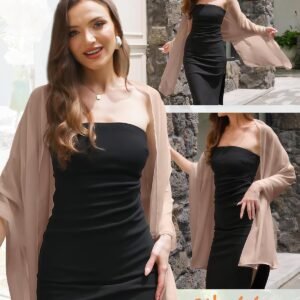 Women Shawls and Wraps for Evening Dress Chiffon Scarf Sheer Cover Up | Dress Cover Up Formal,Wedding Cape,Bridal Party Poncho,Elegance Scarves Shall Shaw Capelet - Image 3