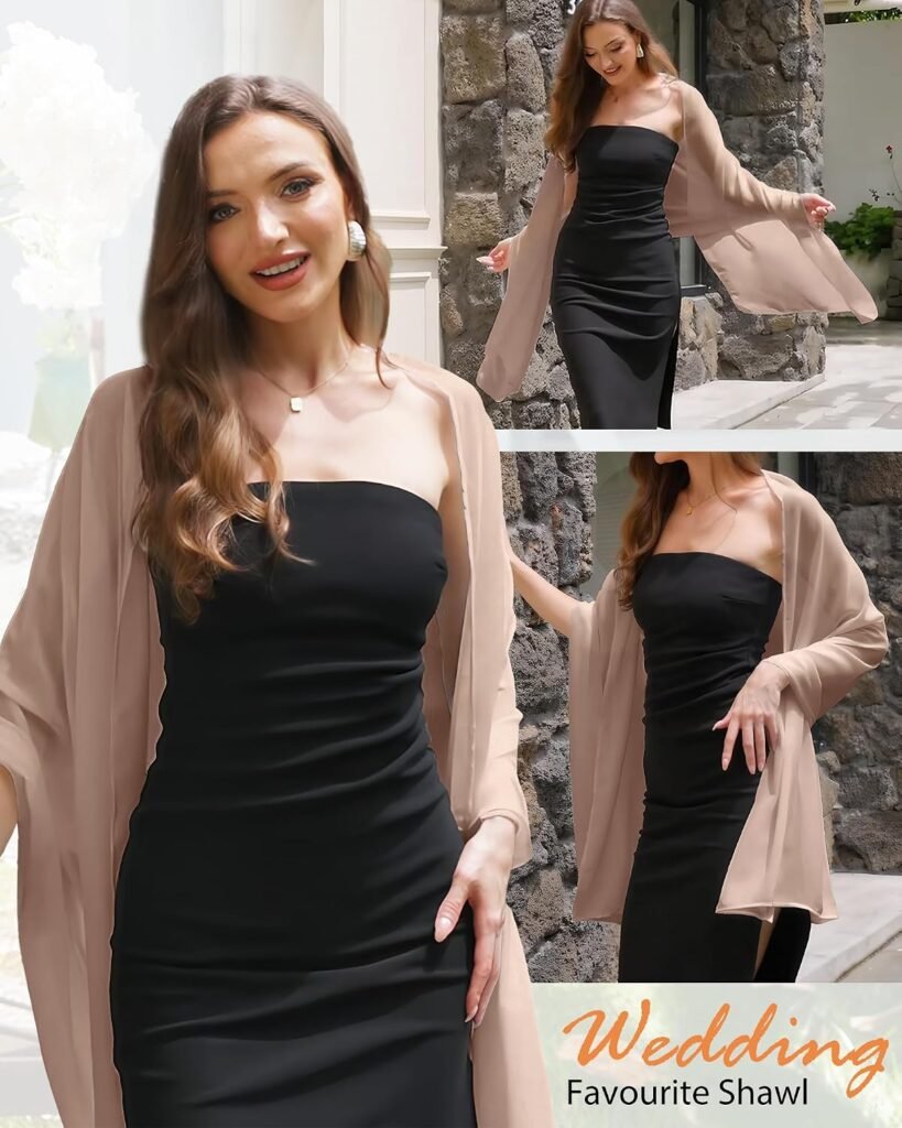 Women Shawls and Wraps for Evening Dress Chiffon Scarf Sheer Cover Up | Dress Cover Up Formal,Wedding Cape,Bridal Party Poncho,Elegance Scarves Shall Shaw Capelet