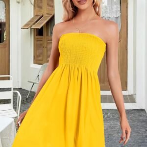 Summer Dresses for Women Strapless Sundress Floral Print Beach Cover Ups | Womens daily casual dresses, Cute hawaiian beach vacation outfits, Trendy boho tube top sun dress - Image 4