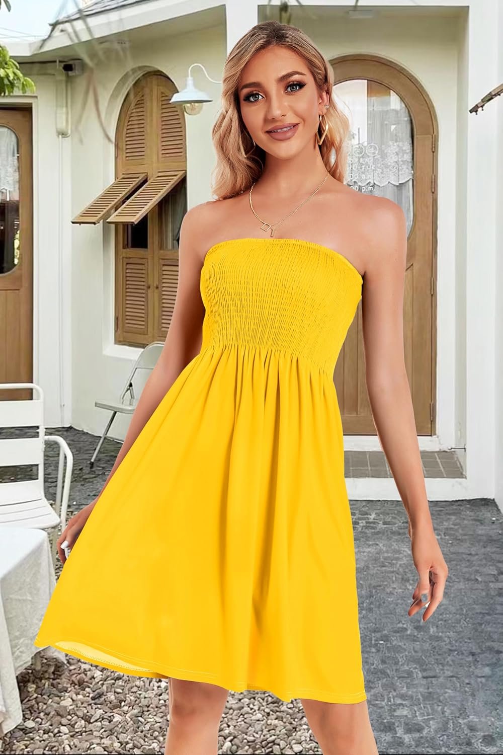 Summer Dresses for Women Strapless Sundress Floral Print Beach Cover Ups | Womens daily casual dresses, Cute hawaiian beach vacation outfits, Trendy boho tube top sun dress - Image 4