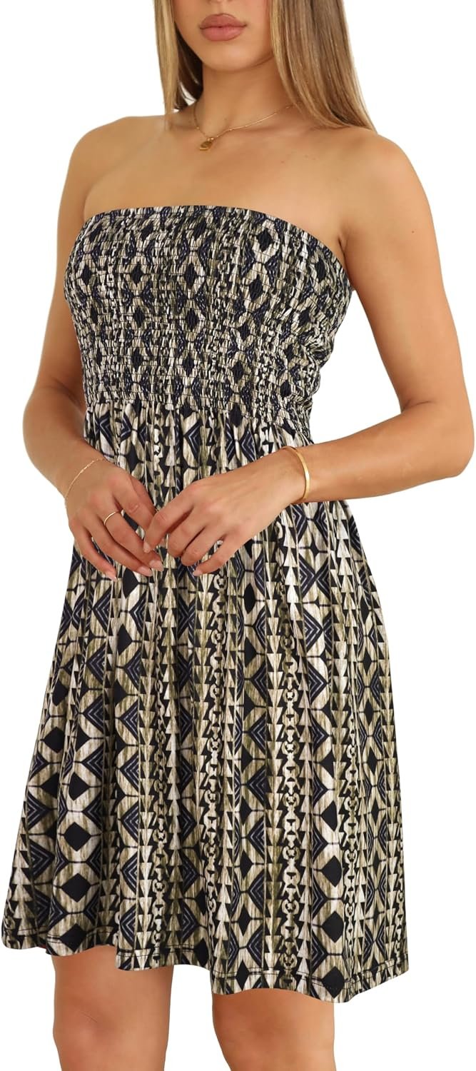 Summer Dresses for Women Strapless Sundress Floral Print Beach Cover Ups | Womens daily casual dresses, Cute hawaiian beach vacation outfits, Trendy boho tube top sun dress - Image 3