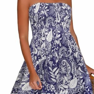 Summer Dresses for Women Strapless Sundress Floral Print Beach Cover Ups | Womens daily casual dresses, Cute hawaiian beach vacation outfits, Trendy boho tube top sun dress
