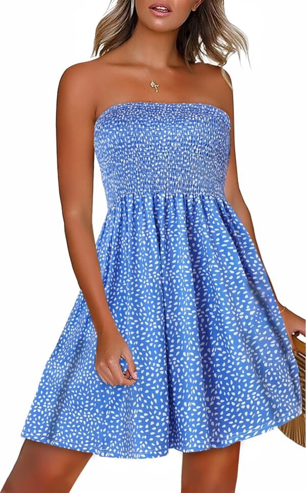Summer Dresses for Women Strapless Sundress Floral Print Beach Cover Ups | Womens daily casual dresses, Cute hawaiian beach vacation outfits, Trendy boho tube top sun dress
