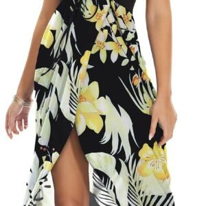 Women's Beach Dress Summer Maxi Sundress Strapless Hawaiian Cover Ups Asymmetrical Wrap Dresses - Image 1