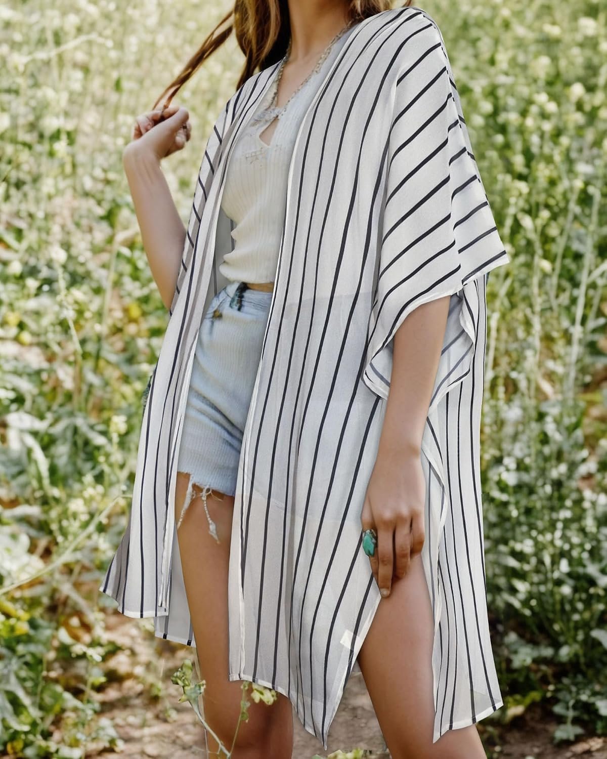 Women's Kimono Swimsuit Coverups Summer Beach Loose Cardigans for Swimwear - Image 2