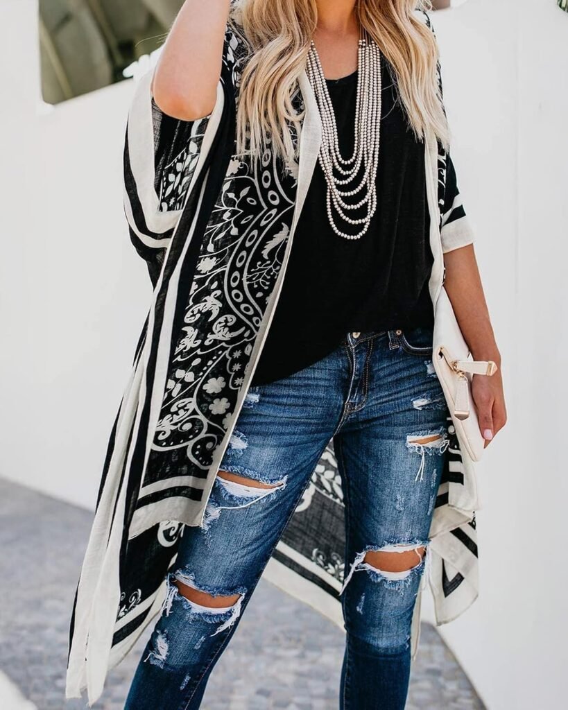 Women's Kimono Swimsuit Coverups Summer Beach Loose Cardigans for Swimwear