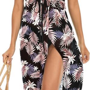 Women's Beach Dress Summer Maxi Sundress Strapless Hawaiian Cover Ups Asymmetrical Wrap Dresses - Image 1