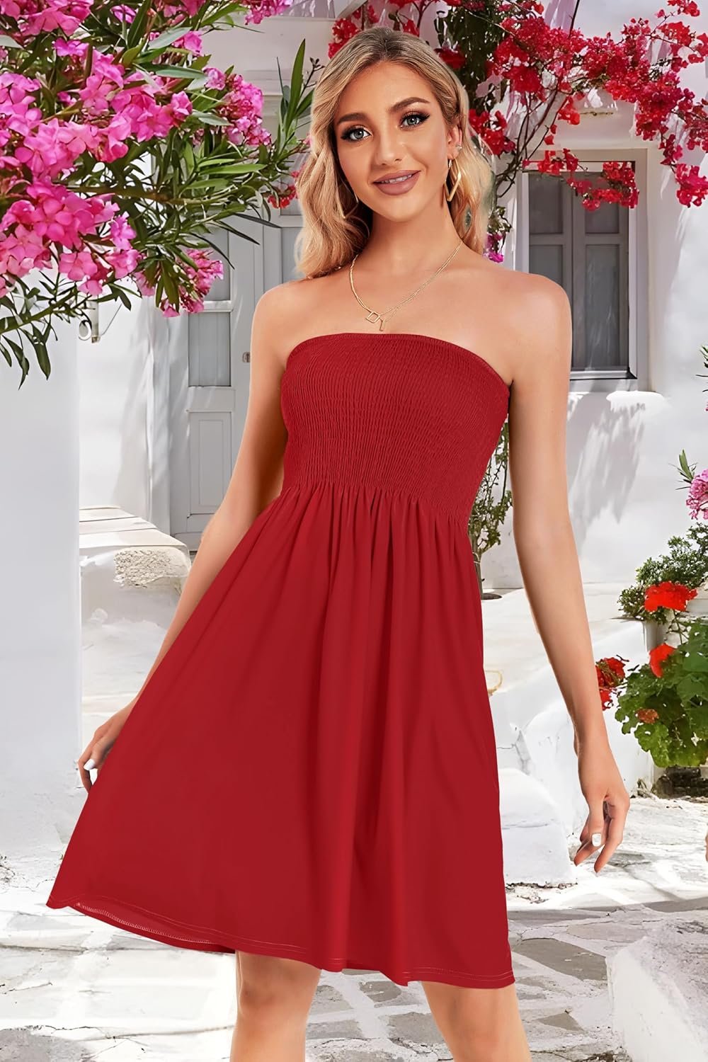 Summer Dresses for Women Strapless Sundress Floral Print Beach Cover Ups | Womens daily casual dresses, Cute hawaiian beach vacation outfits, Trendy boho tube top sun dress - Image 6