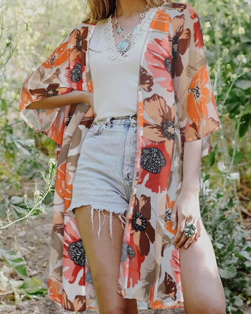 Women's Kimono Swimsuit Coverups Summer Beach Loose Cardigans for Swimwear