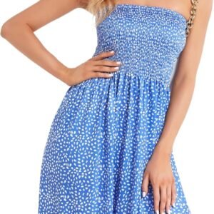 Summer Dresses for Women Strapless Sundress Floral Print Beach Cover Ups | Womens daily casual dresses, Cute hawaiian beach vacation outfits, Trendy boho tube top sun dress - Image 5