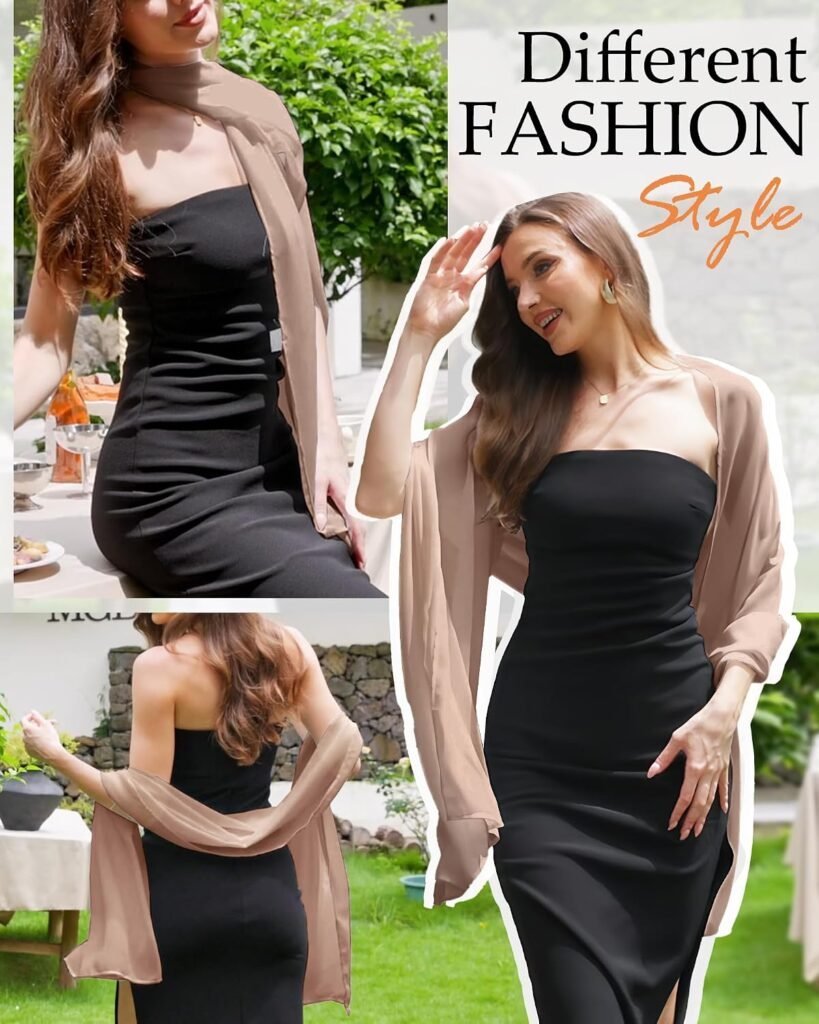 Women Shawls and Wraps for Evening Dress Chiffon Scarf Sheer Cover Up | Dress Cover Up Formal,Wedding Cape,Bridal Party Poncho,Elegance Scarves Shall Shaw Capelet