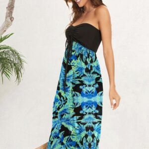 Women's Beach Dress Summer Maxi Sundress Strapless Hawaiian Cover Ups Asymmetrical Wrap Dresses - Image 4