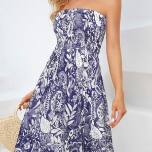 Summer Dresses for Women Strapless Sundress Floral Print Beach Cover Ups | Womens daily casual dresses, Cute hawaiian beach vacation outfits, Trendy boho tube top sun dress - Image 3