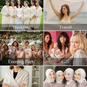 Women Shawls and Wraps for Evening Dress Chiffon Scarf Sheer Cover Up | Dress Cover Up Formal,Wedding Cape,Bridal Party Poncho,Elegance Scarves Shall Shaw Capelet - Image 5