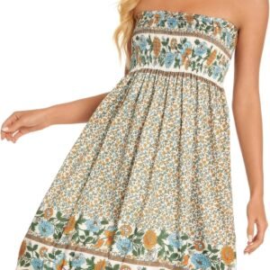 Summer Dresses for Women Strapless Sundress Floral Print Beach Cover Ups | Womens daily casual dresses, Cute hawaiian beach vacation outfits, Trendy boho tube top sun dress - Image 6