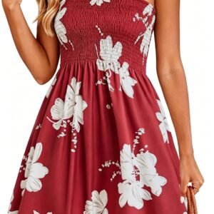 Summer Dresses for Women Strapless Sundress Floral Print Beach Cover Ups | Womens daily casual dresses, Cute hawaiian beach vacation outfits, Trendy boho tube top sun dress - Image 1