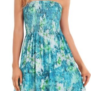 Summer Dresses for Women Strapless Sundress Floral Print Beach Cover Ups | Womens daily casual dresses, Cute hawaiian beach vacation outfits, Trendy boho tube top sun dress - Image 3