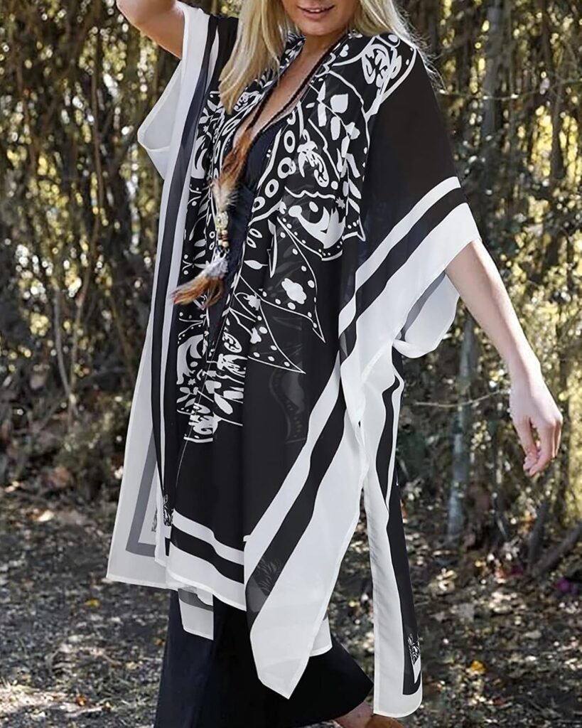 Women's Kimono Swimsuit Coverups Summer Beach Loose Cardigans for Swimwear