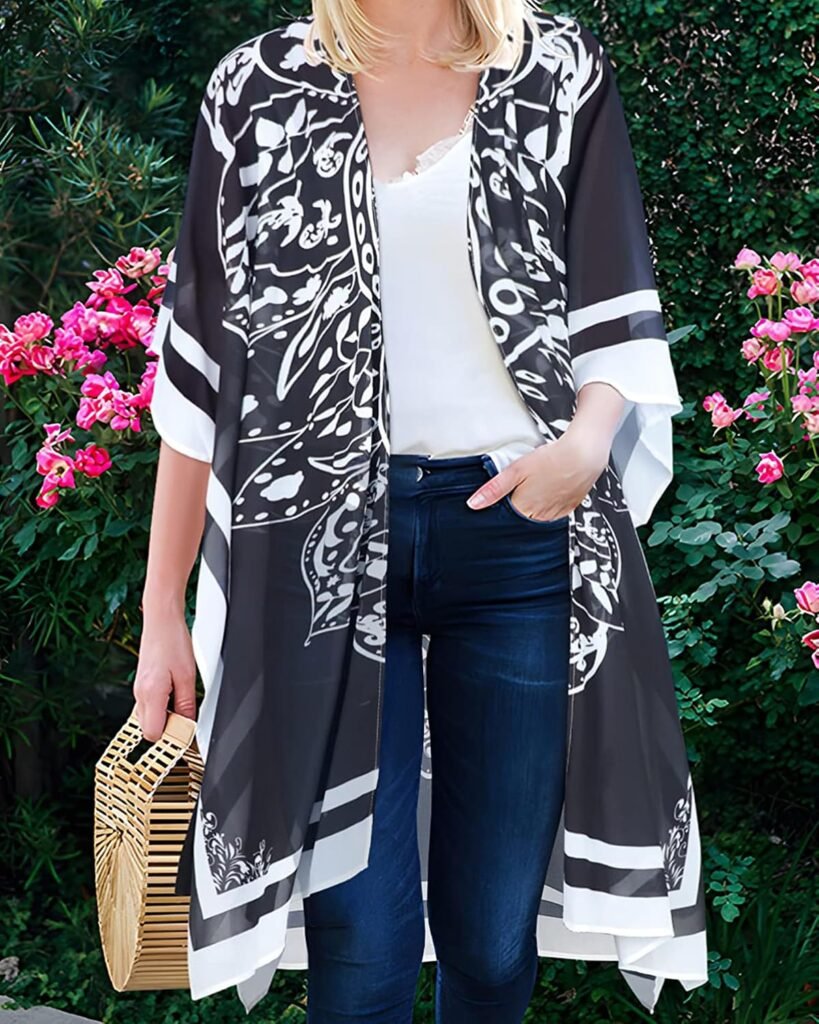 Women's Kimono Swimsuit Coverups Summer Beach Loose Cardigans for Swimwear