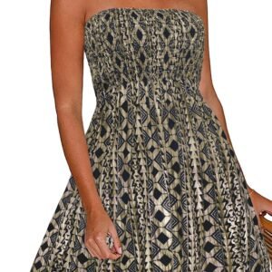 Summer Dresses for Women Strapless Sundress Floral Print Beach Cover Ups | Womens daily casual dresses, Cute hawaiian beach vacation outfits, Trendy boho tube top sun dress - Image 1