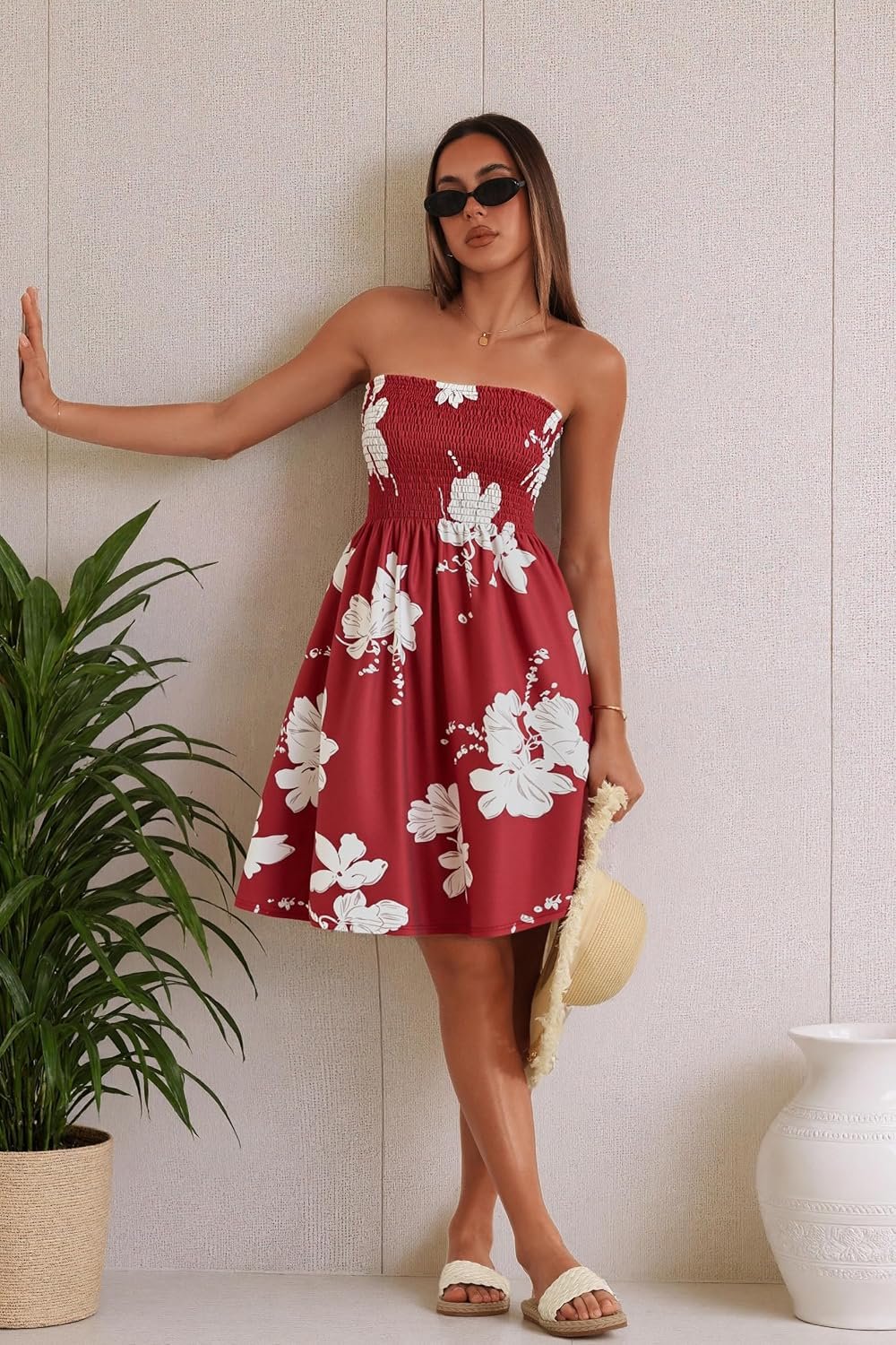 Summer Dresses for Women Strapless Sundress Floral Print Beach Cover Ups | Womens daily casual dresses, Cute hawaiian beach vacation outfits, Trendy boho tube top sun dress - Image 5